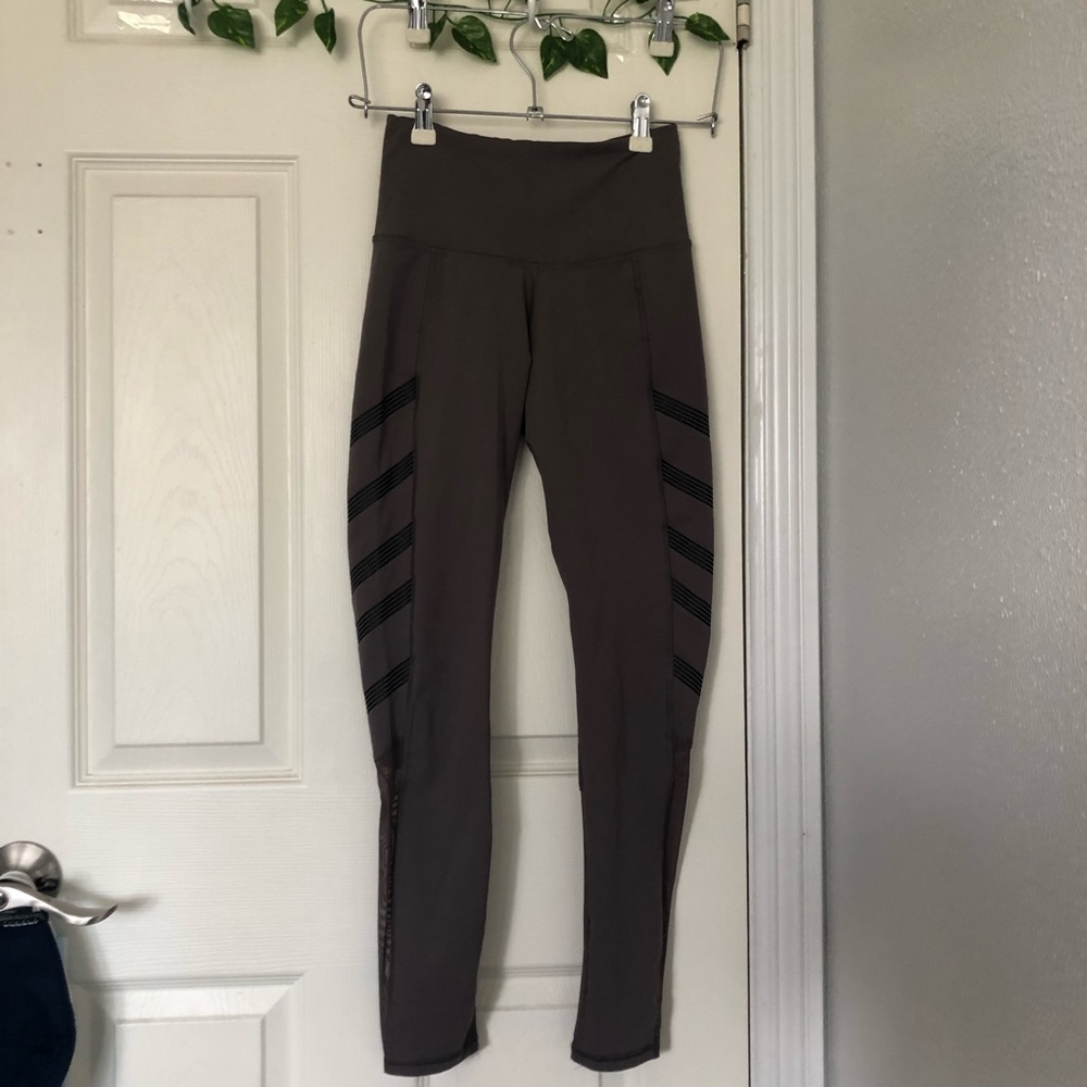 Reebok Grey/purple Mesh Leggings